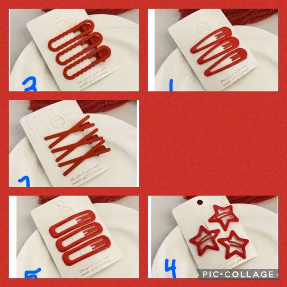 Red Non Slip Hair Clips - 3 per pack